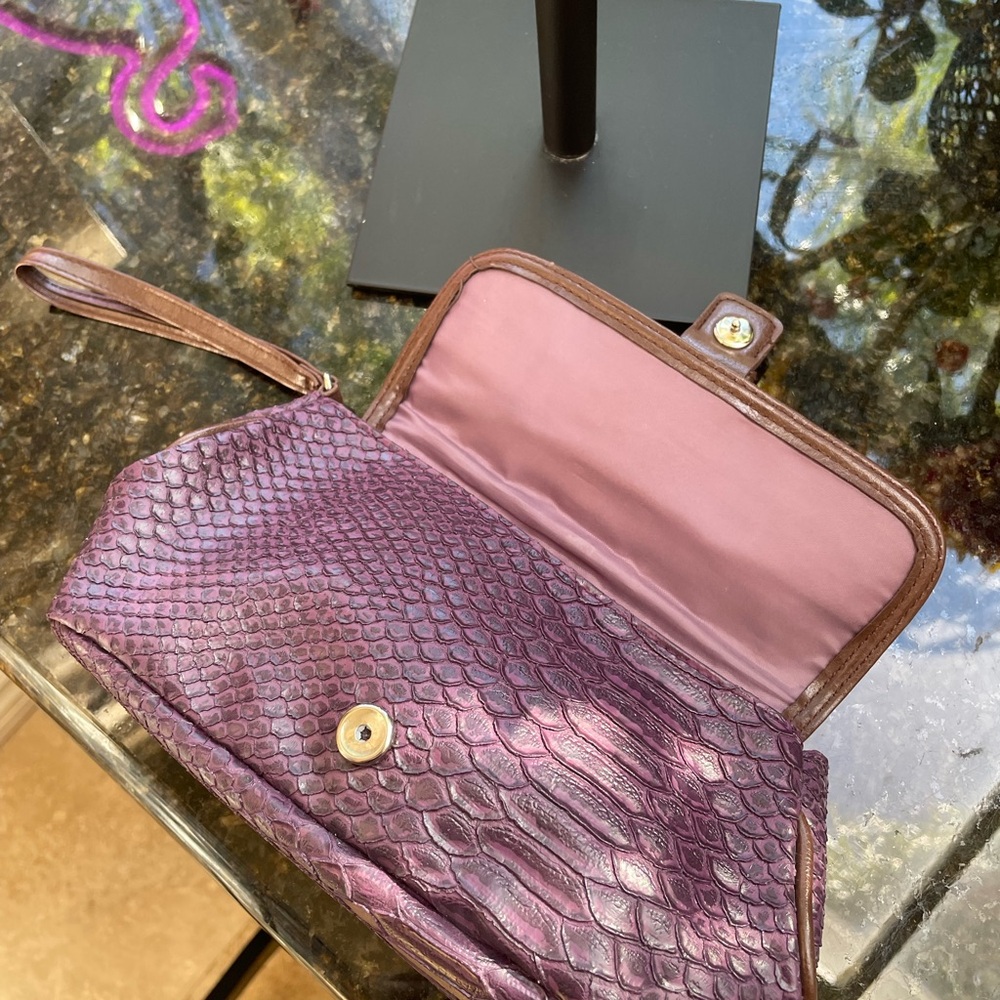 Vintage Elizabeth Arden Purple and Brown Clutch - Picture 5 of 6